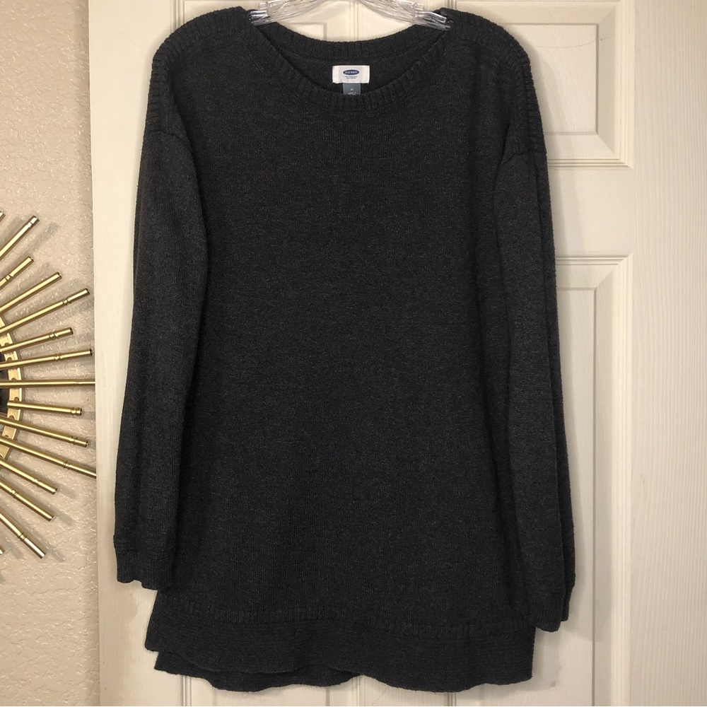 Dark Grey Sweater size Medium Tunic Length with side slits- Old Navy